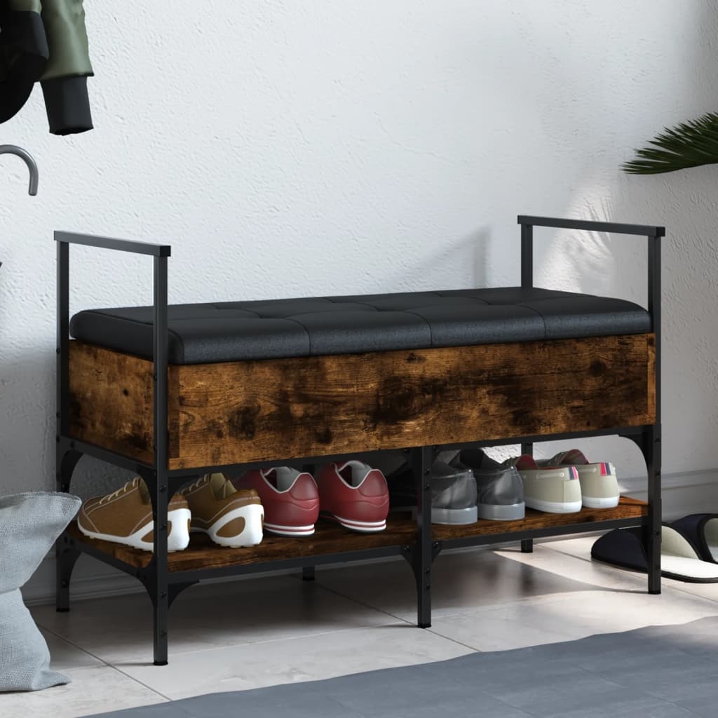 VidaXL Schoenenbank 85,5x42x57,5 cm bewerkt hout gerookt eikenkleurig