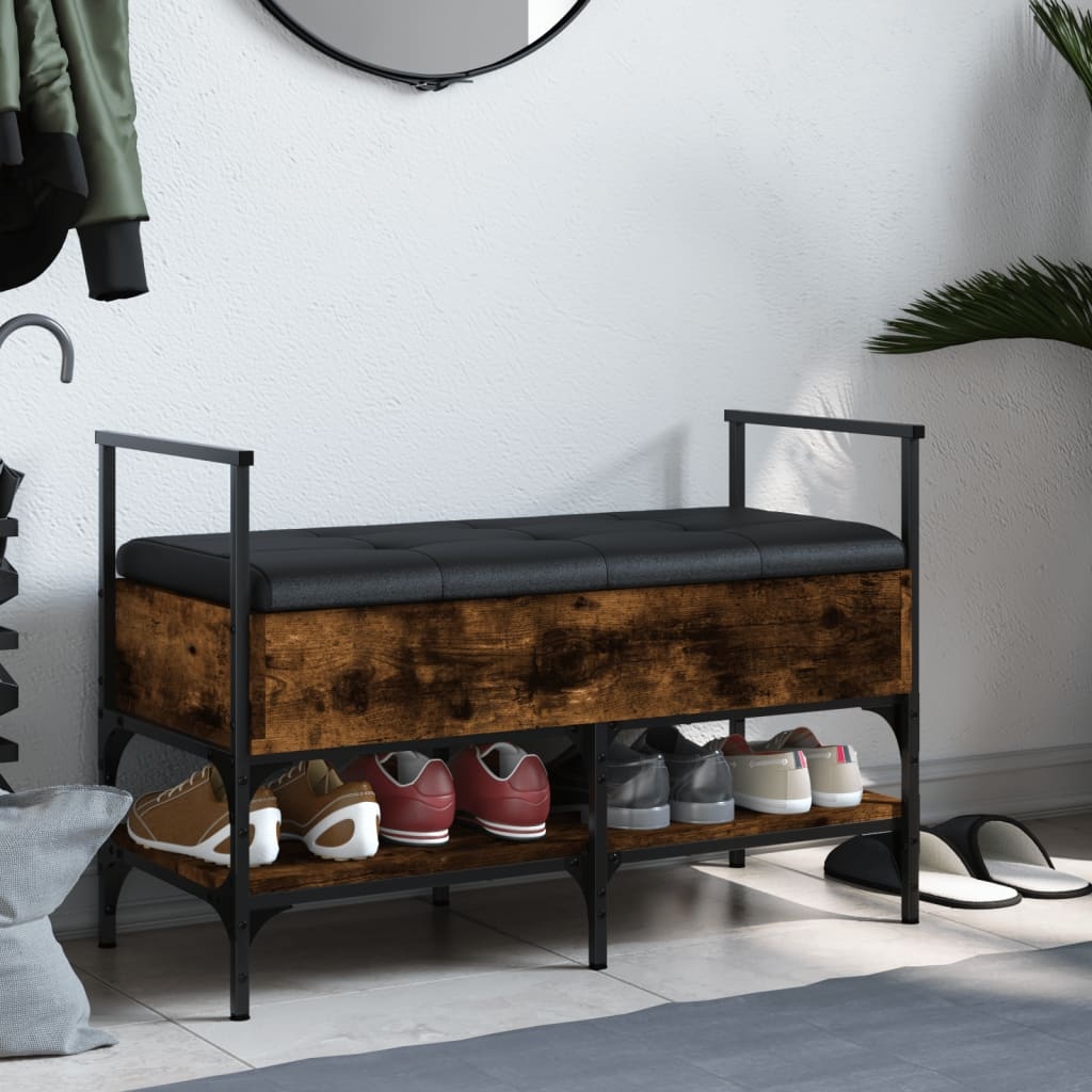 VidaXL Schoenenbank 85,5x42x57,5 cm bewerkt hout gerookt eikenkleurig