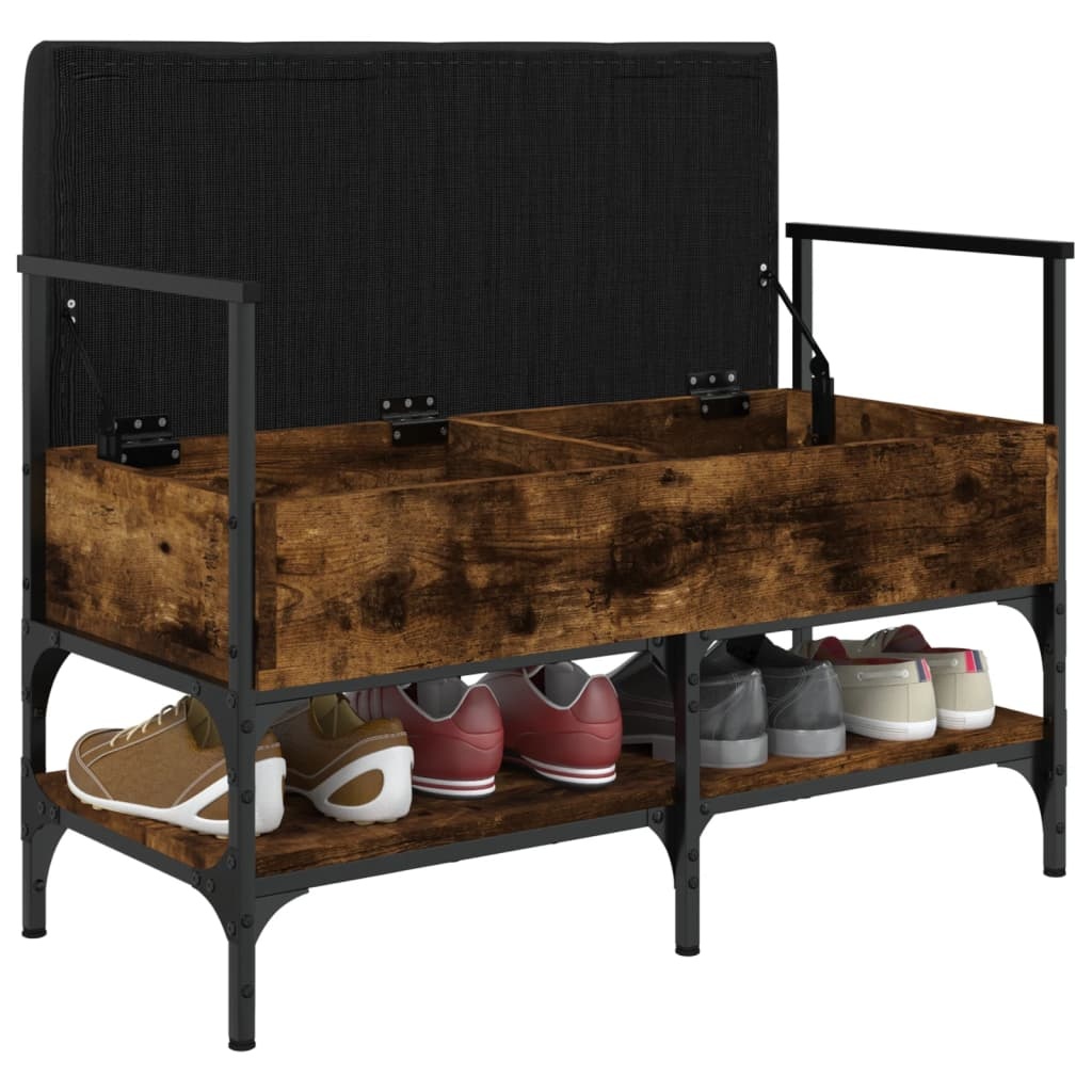 VidaXL Schoenenbank 85,5x42x57,5 cm bewerkt hout gerookt eikenkleurig