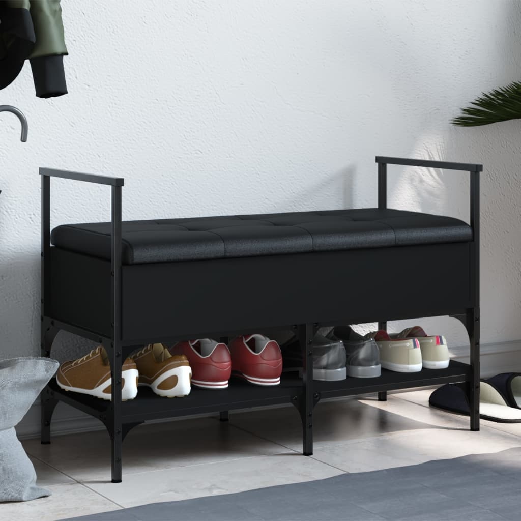 VidaXL Schoenenbank 85,5x42x57,5 cm bewerkt hout zwart