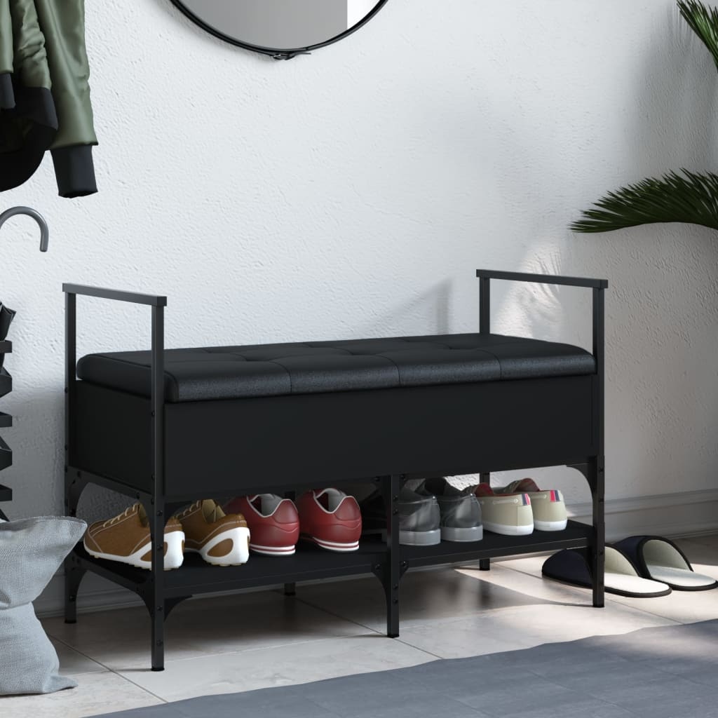 VidaXL Schoenenbank 85,5x42x57,5 cm bewerkt hout zwart
