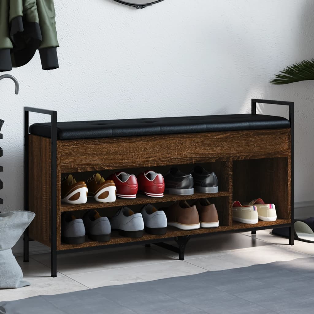 VidaXL Schoenenbank 105,5x32x57,5 cm bewerkt hout bruin eikenkleur