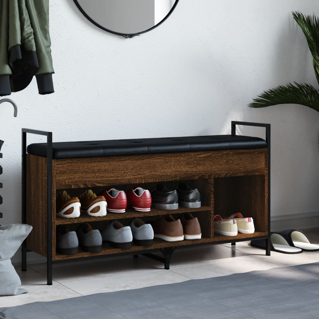VidaXL Schoenenbank 105,5x32x57,5 cm bewerkt hout bruin eikenkleur