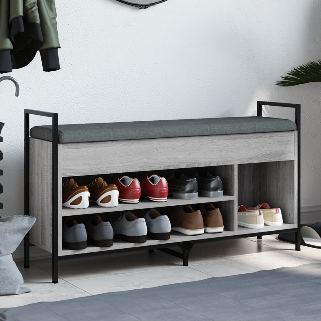 VidaXL Schoenenbank 105,5x32x57,5 cm bewerkt hout grijs sonoma