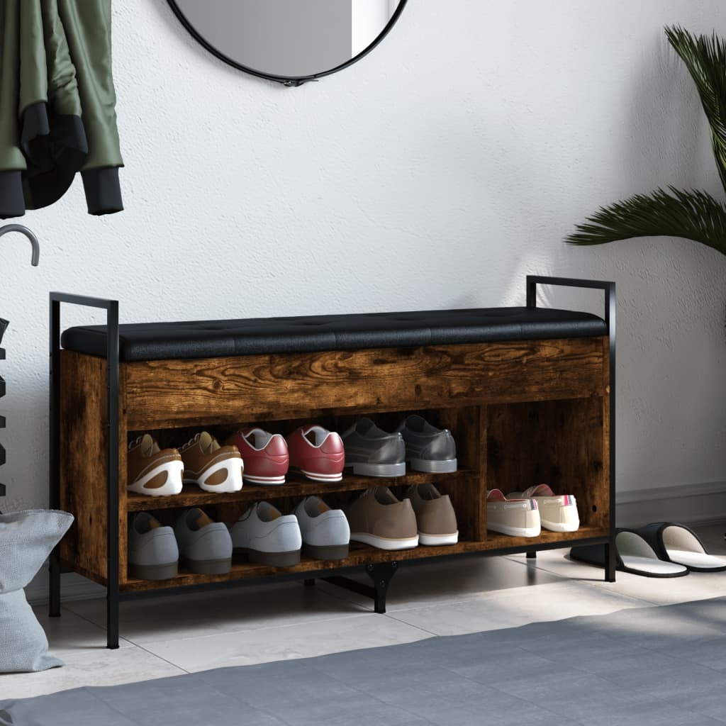 VidaXL Schoenenbank 105,5x32x57,5 cm bewerkt hout gerookt eikenkleurig