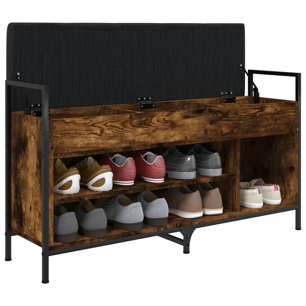 VidaXL Schoenenbank 105,5x32x57,5 cm bewerkt hout gerookt eikenkleurig