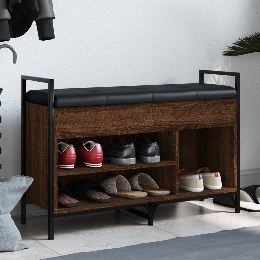 VidaXL Schoenenbank 85,5x32x57,5 cm bewerkt hout bruineikenkleurig