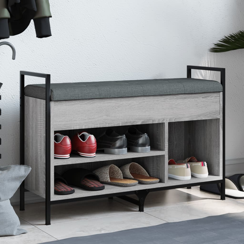VidaXL Schoenenbank 85,5x32x57,5 cm bewerkt hout grijs sonoma