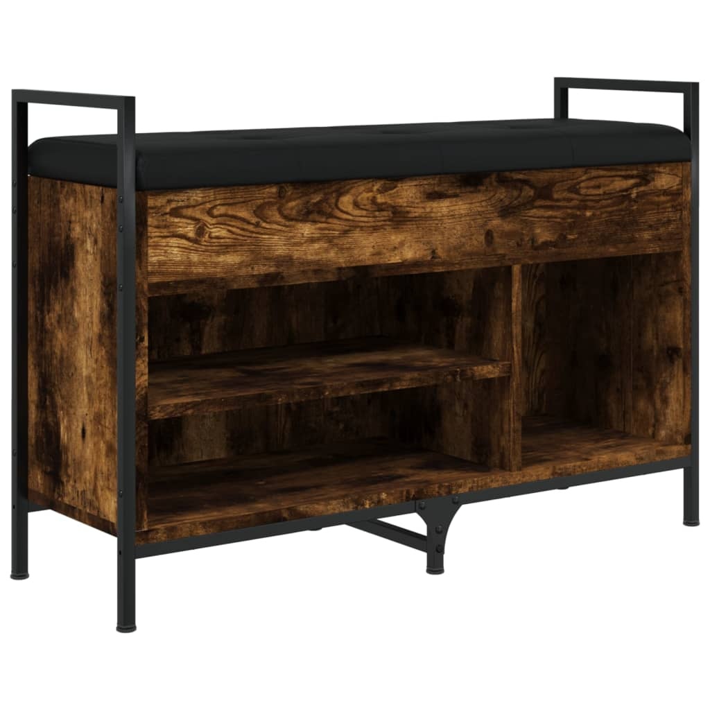 VidaXL Schoenenbank 85,5x32x57,5 cm bewerkt hout gerookt eikenkleurig