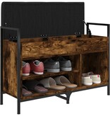 VidaXL Schoenenbank 85,5x32x57,5 cm bewerkt hout gerookt eikenkleurig