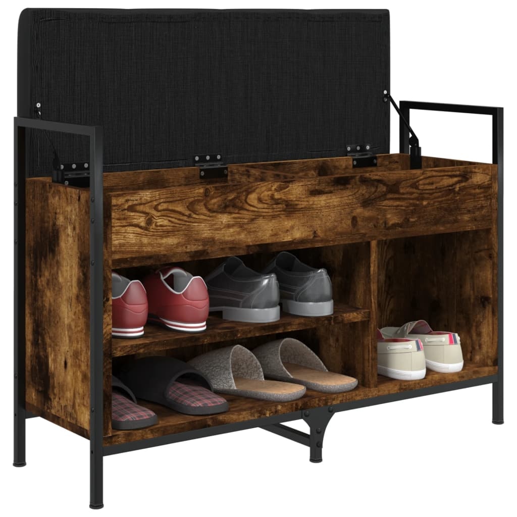 VidaXL Schoenenbank 85,5x32x57,5 cm bewerkt hout gerookt eikenkleurig