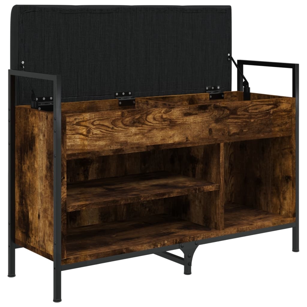 VidaXL Schoenenbank 85,5x32x57,5 cm bewerkt hout gerookt eikenkleurig