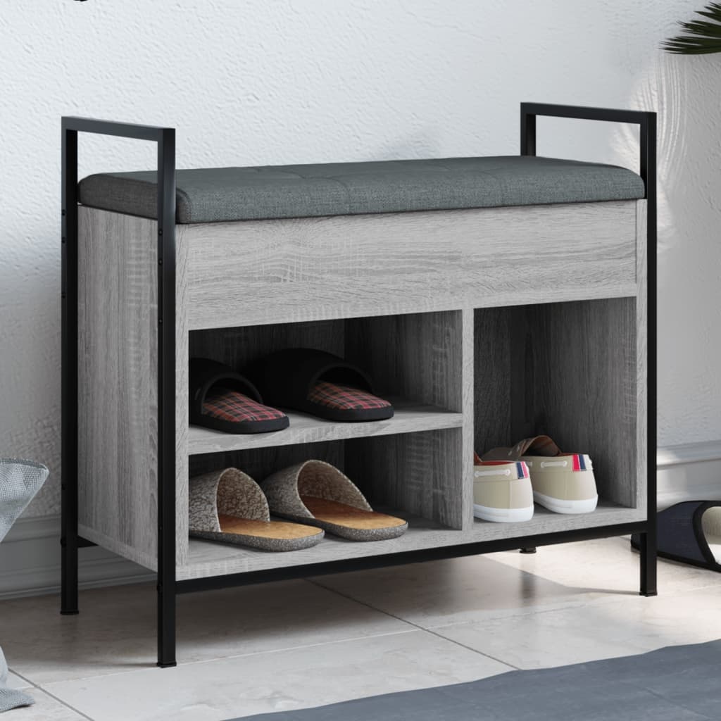 VidaXL Schoenenbank 65,5x32x57,5 cm bewerkt hout grijs sonoma