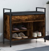 VidaXL Schoenenbankje 65,5x32x57,5cm bewerkt hout gerookt eikenkleurig