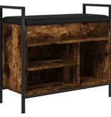 VidaXL Schoenenbankje 65,5x32x57,5cm bewerkt hout gerookt eikenkleurig