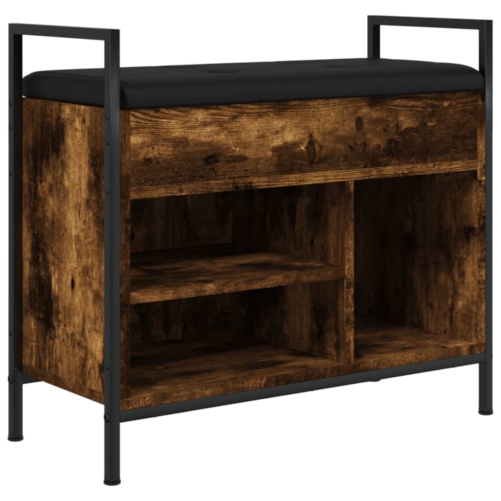 VidaXL Schoenenbankje 65,5x32x57,5cm bewerkt hout gerookt eikenkleurig