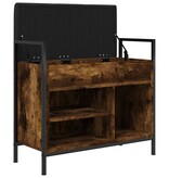 VidaXL Schoenenbankje 65,5x32x57,5cm bewerkt hout gerookt eikenkleurig