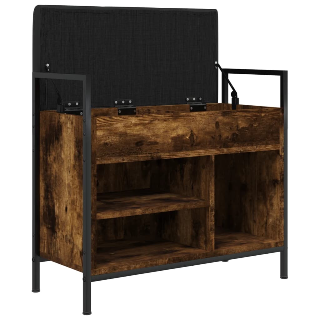 VidaXL Schoenenbankje 65,5x32x57,5cm bewerkt hout gerookt eikenkleurig