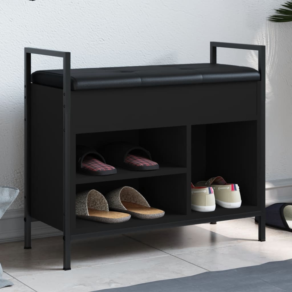 VidaXL Schoenenbankje 65,5x32x57,5 cm bewerkt hout zwart
