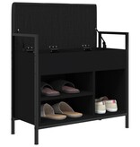 VidaXL Schoenenbankje 65,5x32x57,5 cm bewerkt hout zwart