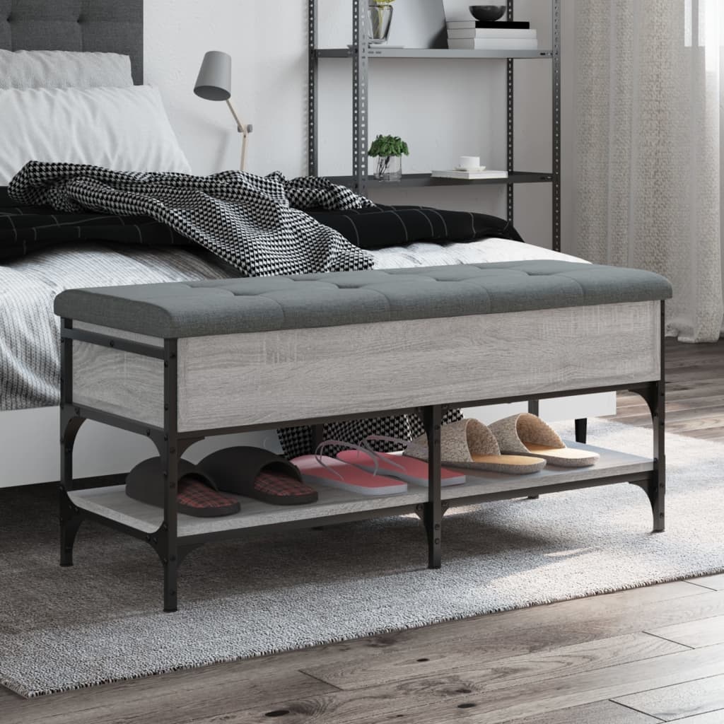 VidaXL Schoenenbank 102x42x45 cm bewerkt hout grijs sonoma eikenkleur
