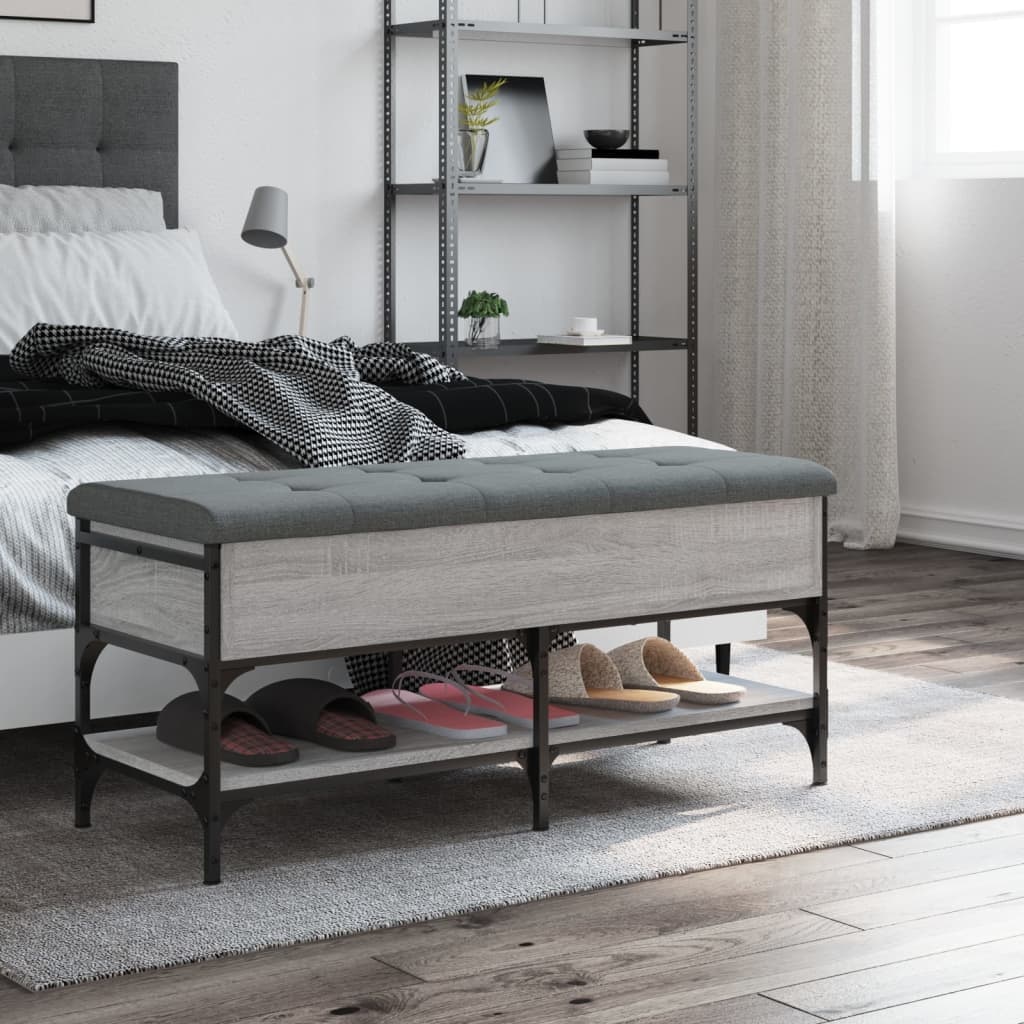 VidaXL Schoenenbank 102x42x45 cm bewerkt hout grijs sonoma eikenkleur