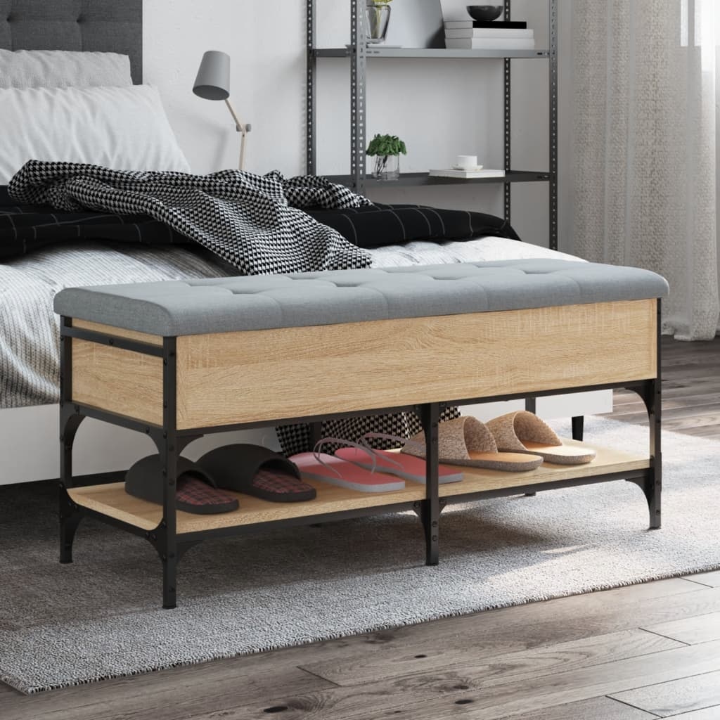 VidaXL Schoenenbank 102x42x45 cm bewerkt hout sonoma eikenkleurig
