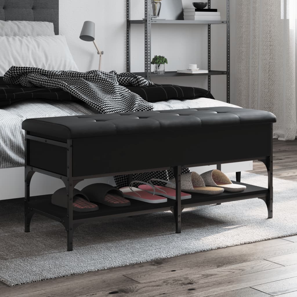 VidaXL Schoenenbank 102x42x45 cm bewerkt hout zwart