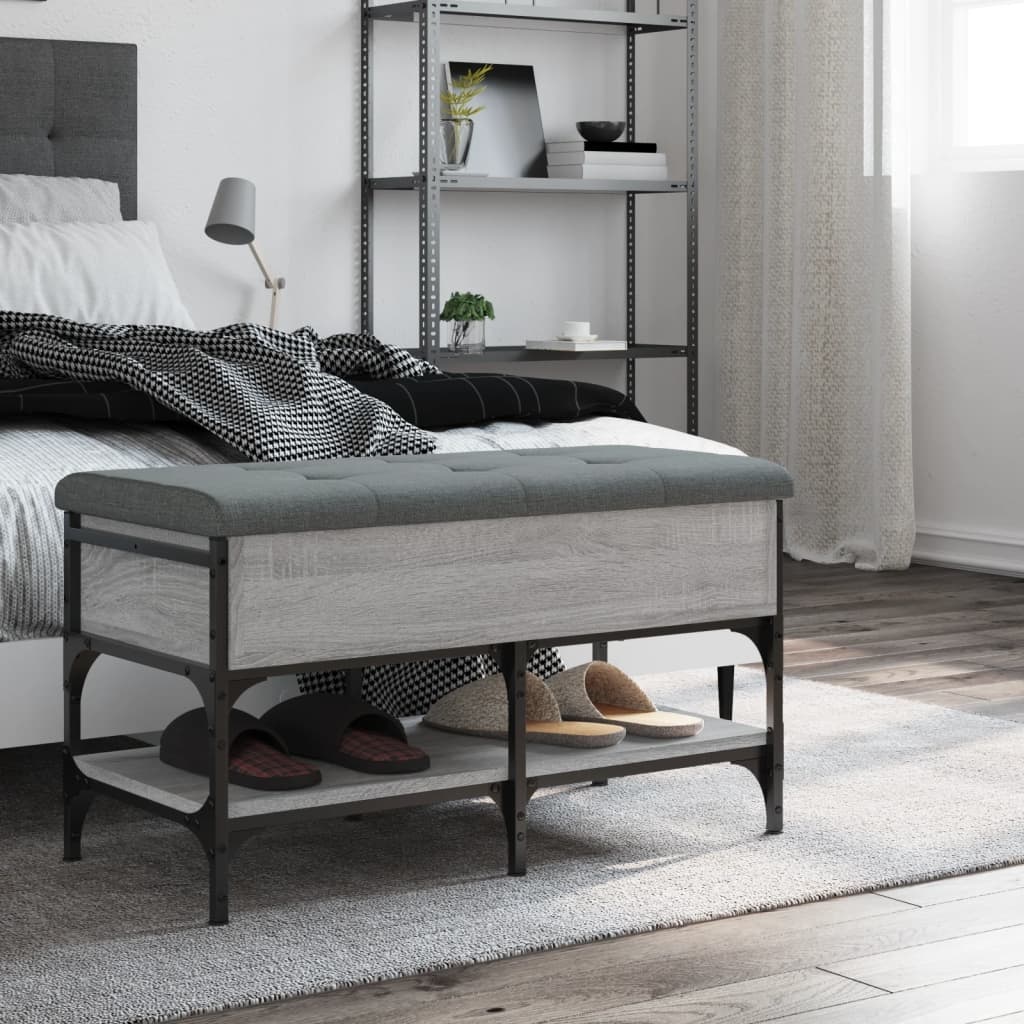 VidaXL Schoenenbank 82x42x45 cm bewerkt hout grijs sonoma eikenkleurig