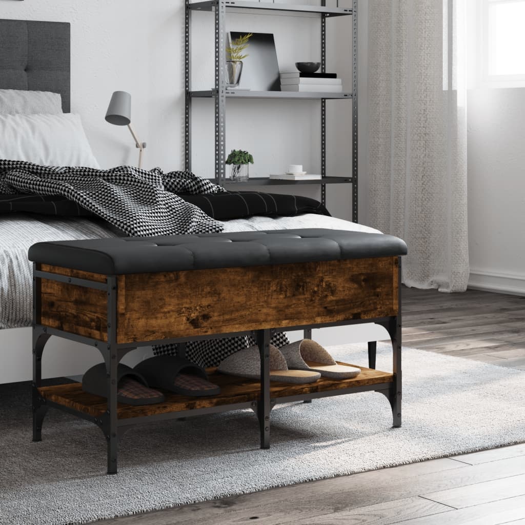 VidaXL Schoenenbank 82x42x45 cm bewerkt hout gerookt eikenkleurig