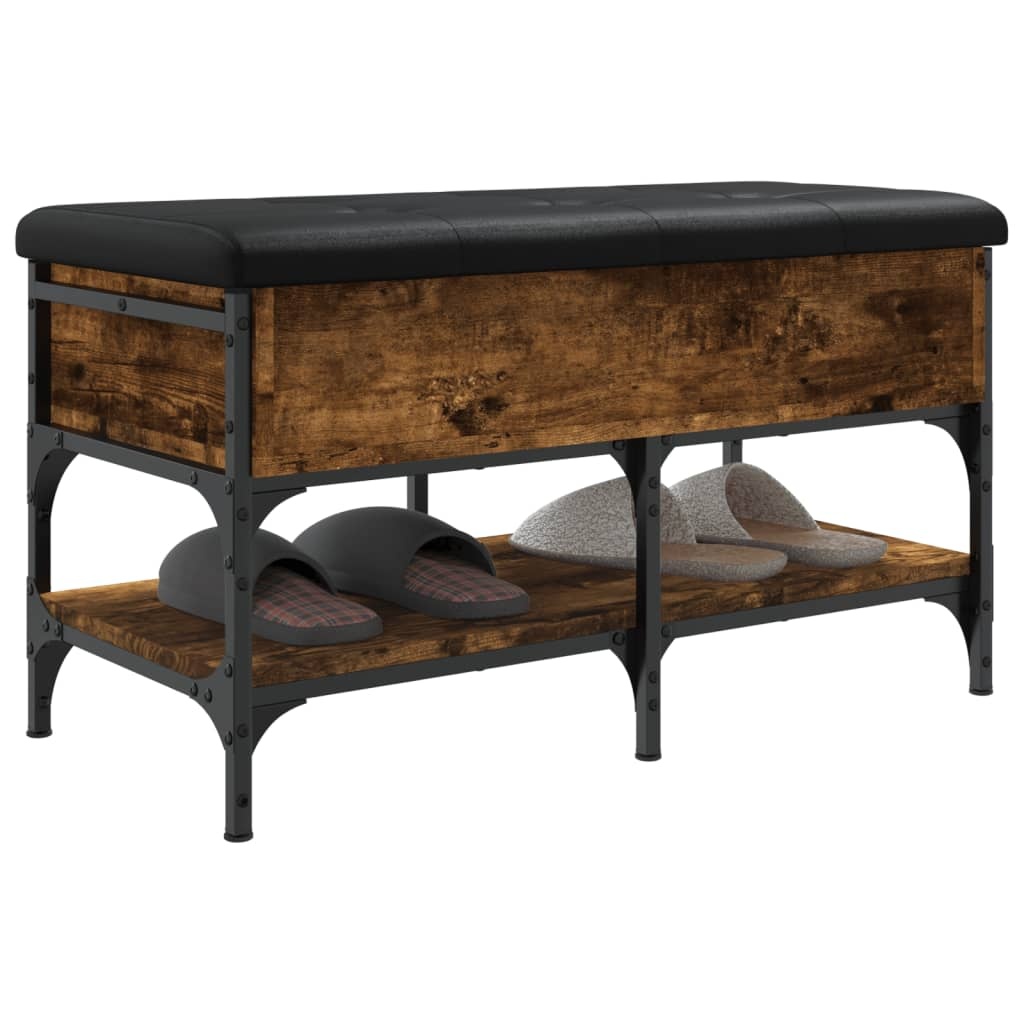 VidaXL Schoenenbank 82x42x45 cm bewerkt hout gerookt eikenkleurig