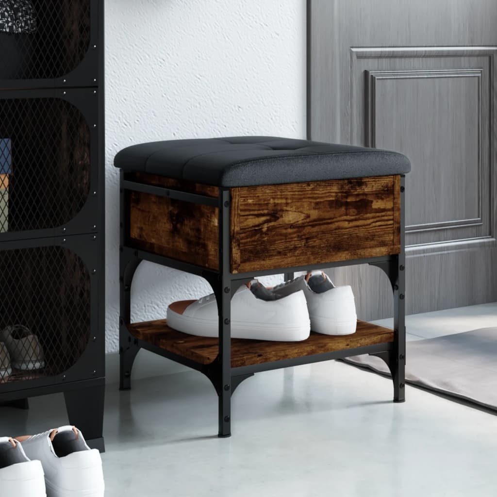 VidaXL Schoenenbank 42x42x45 cm bewerkt hout gerookt eikenkleurig