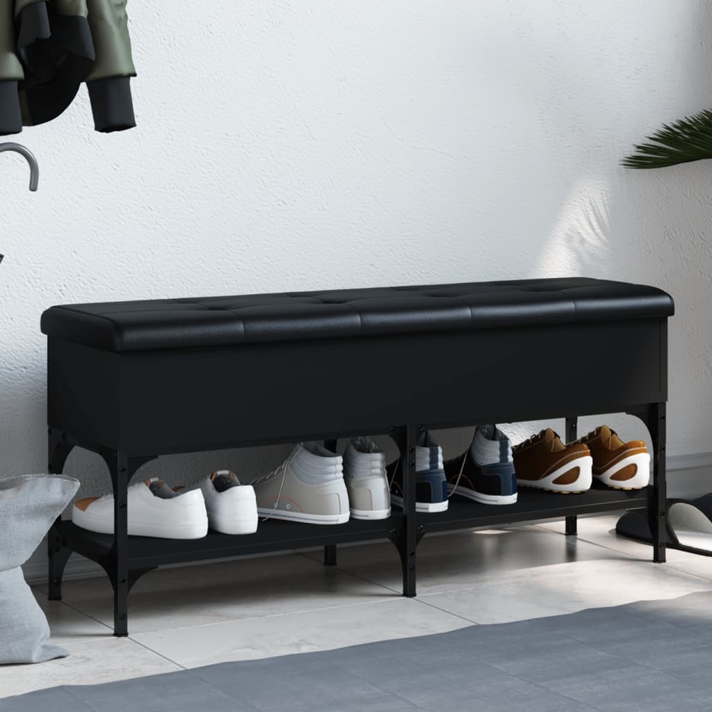 VidaXL Schoenenbank 102x32x45 cm bewerkt hout zwart
