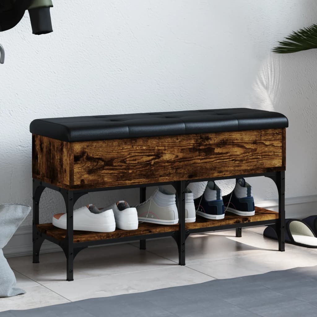 VidaXL Schoenenbank 82x32x45 cm bewerkt hout gerookt eikenkleurig