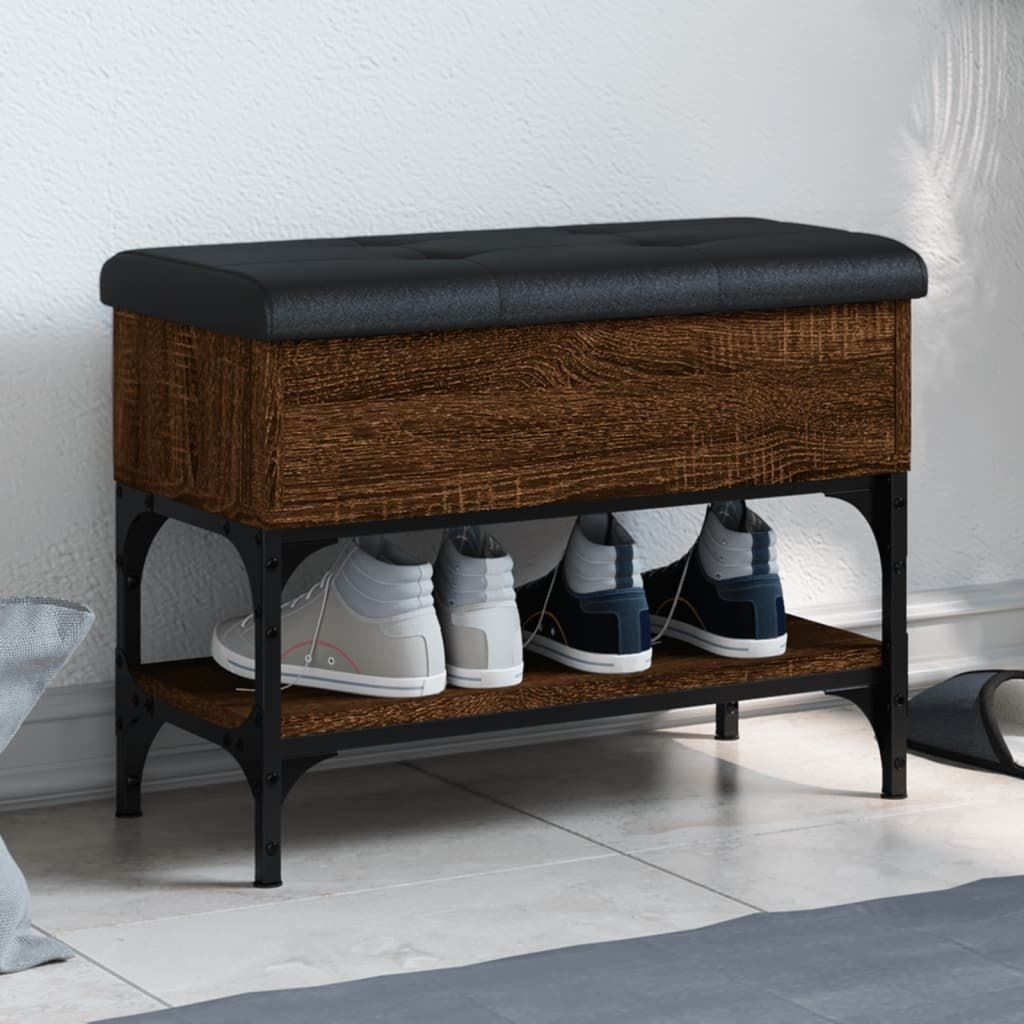 VidaXL Schoenenbankje 62x32x45 cm bewerkt hout bruineikenkleurig