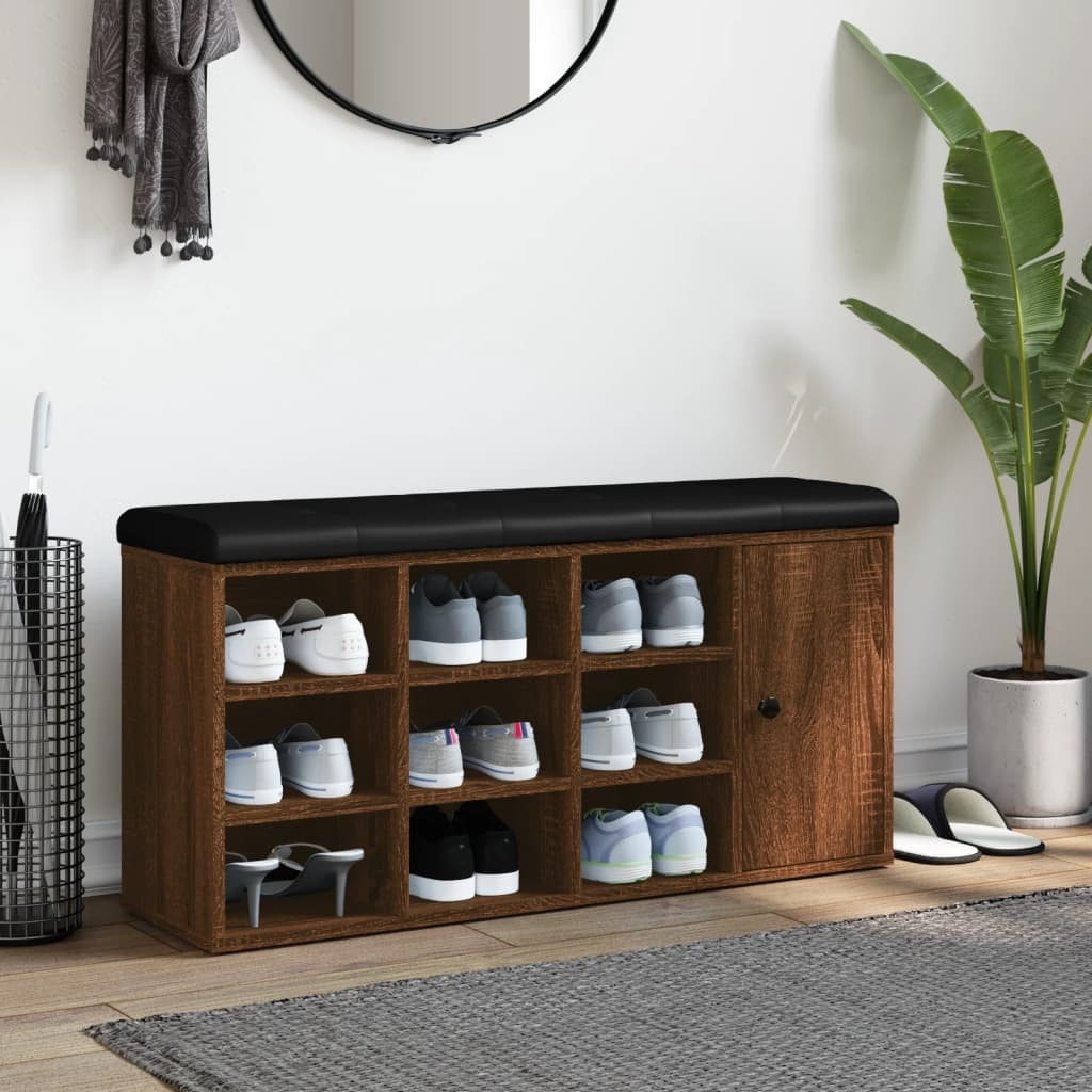 VidaXL Schoenenbank 102x32x50 cm bewerkt hout bruineikenkleurig