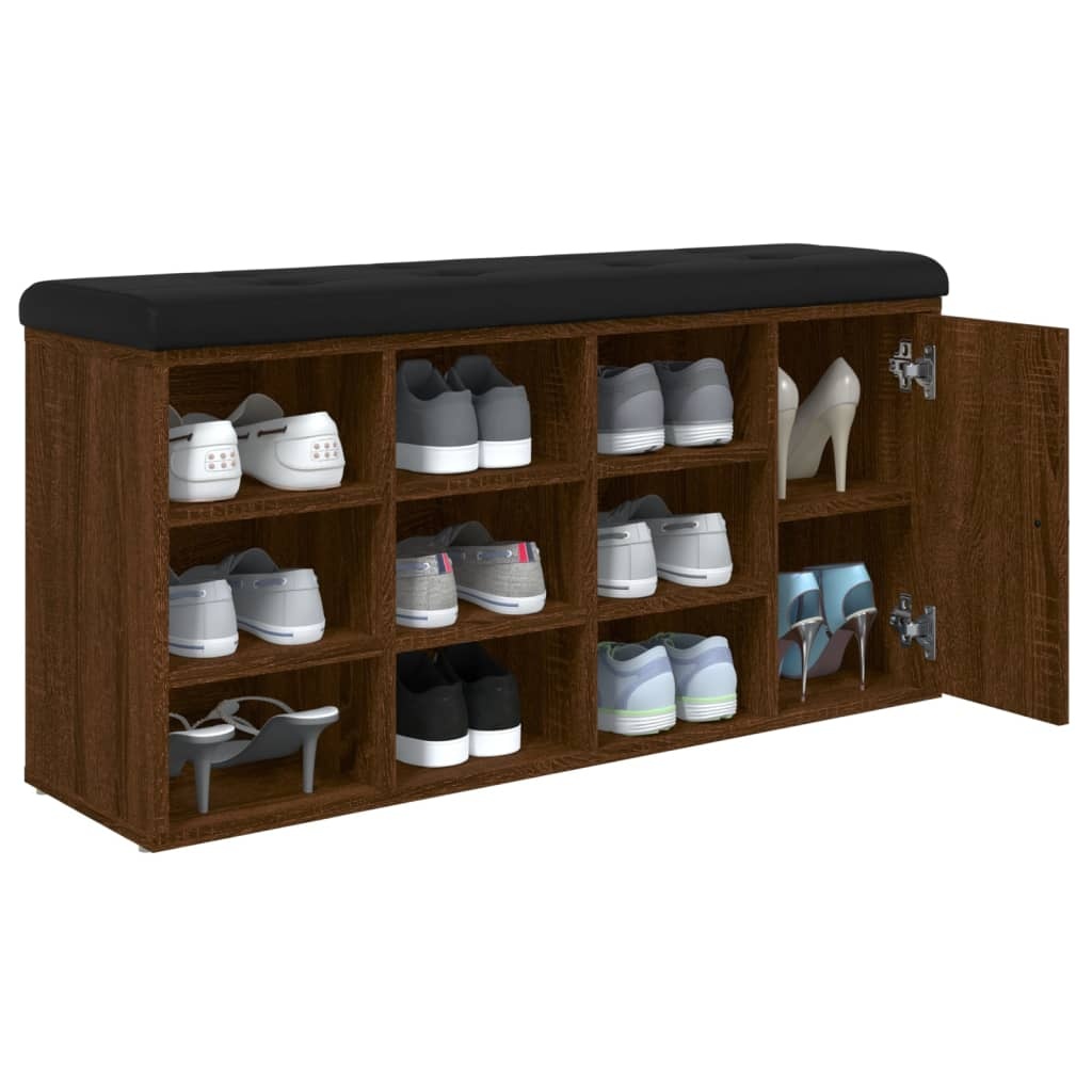 VidaXL Schoenenbank 102x32x50 cm bewerkt hout bruineikenkleurig