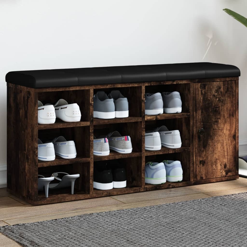 VidaXL Schoenenbank 102x32x50 cm bewerkt hout gerookt eikenkleurig