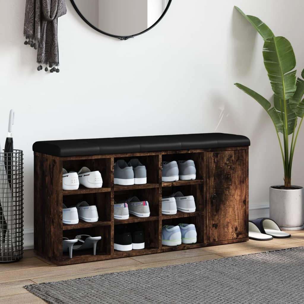 VidaXL Schoenenbank 102x32x50 cm bewerkt hout gerookt eikenkleurig