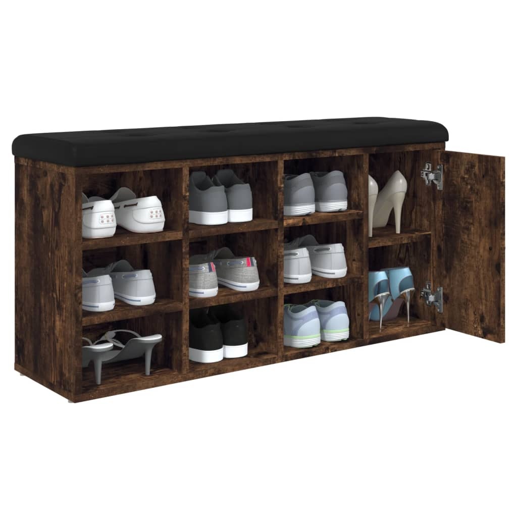 VidaXL Schoenenbank 102x32x50 cm bewerkt hout gerookt eikenkleurig