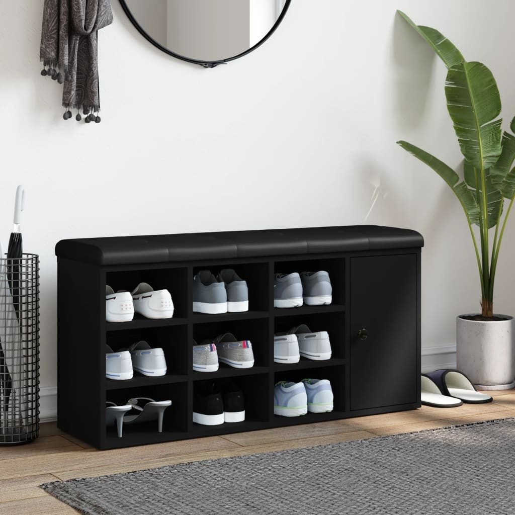 VidaXL Schoenenbank 102x32x50 cm bewerkt hout zwart