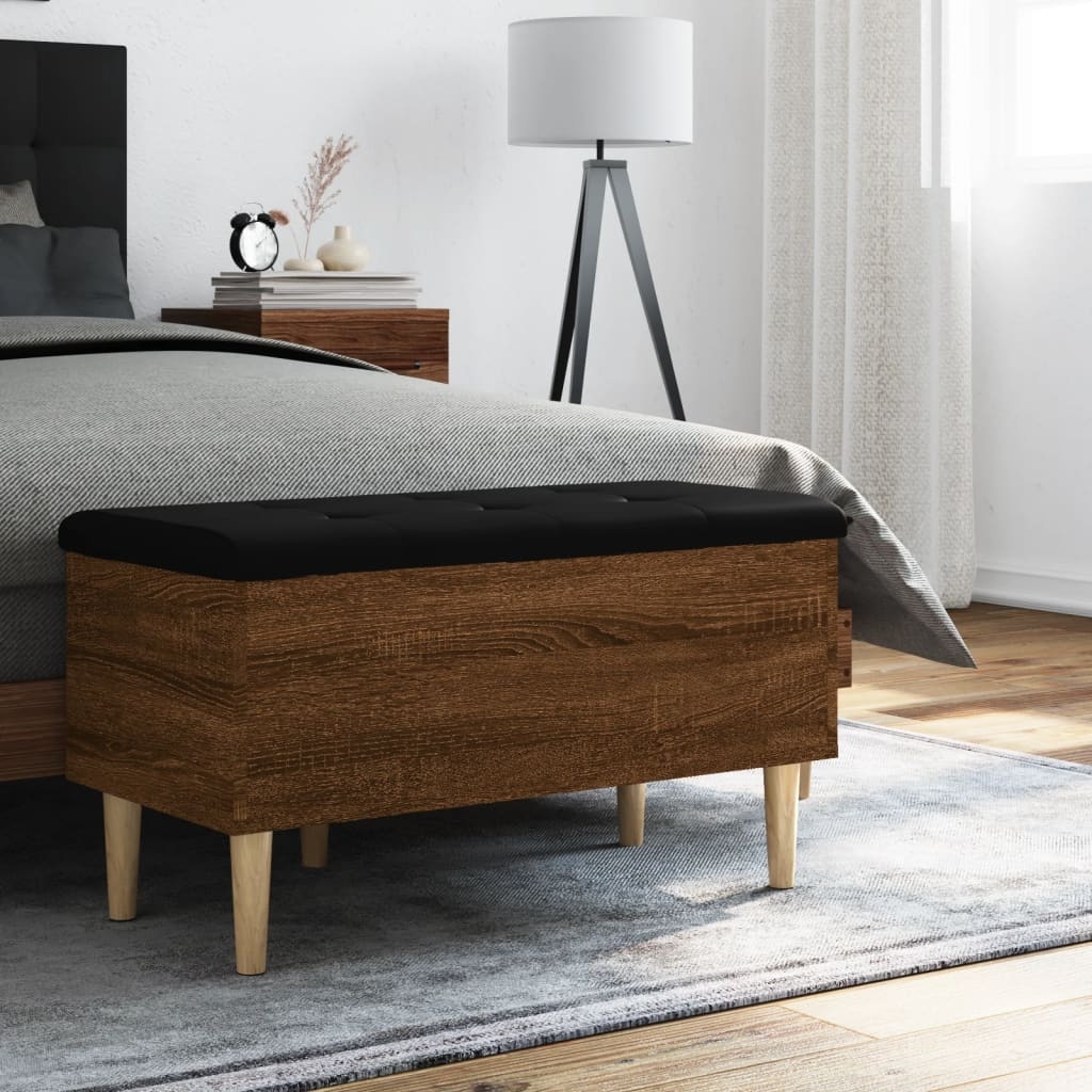 VidaXL Opbergbankje 82x42x46 cm bewerkt hout bruineikenkleurig