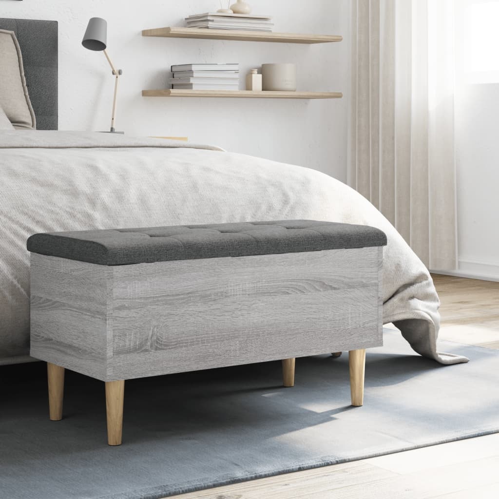 VidaXL Opbergbankje 82x42x46 cm bewerkt hout grijs sonoma eikenkleurig