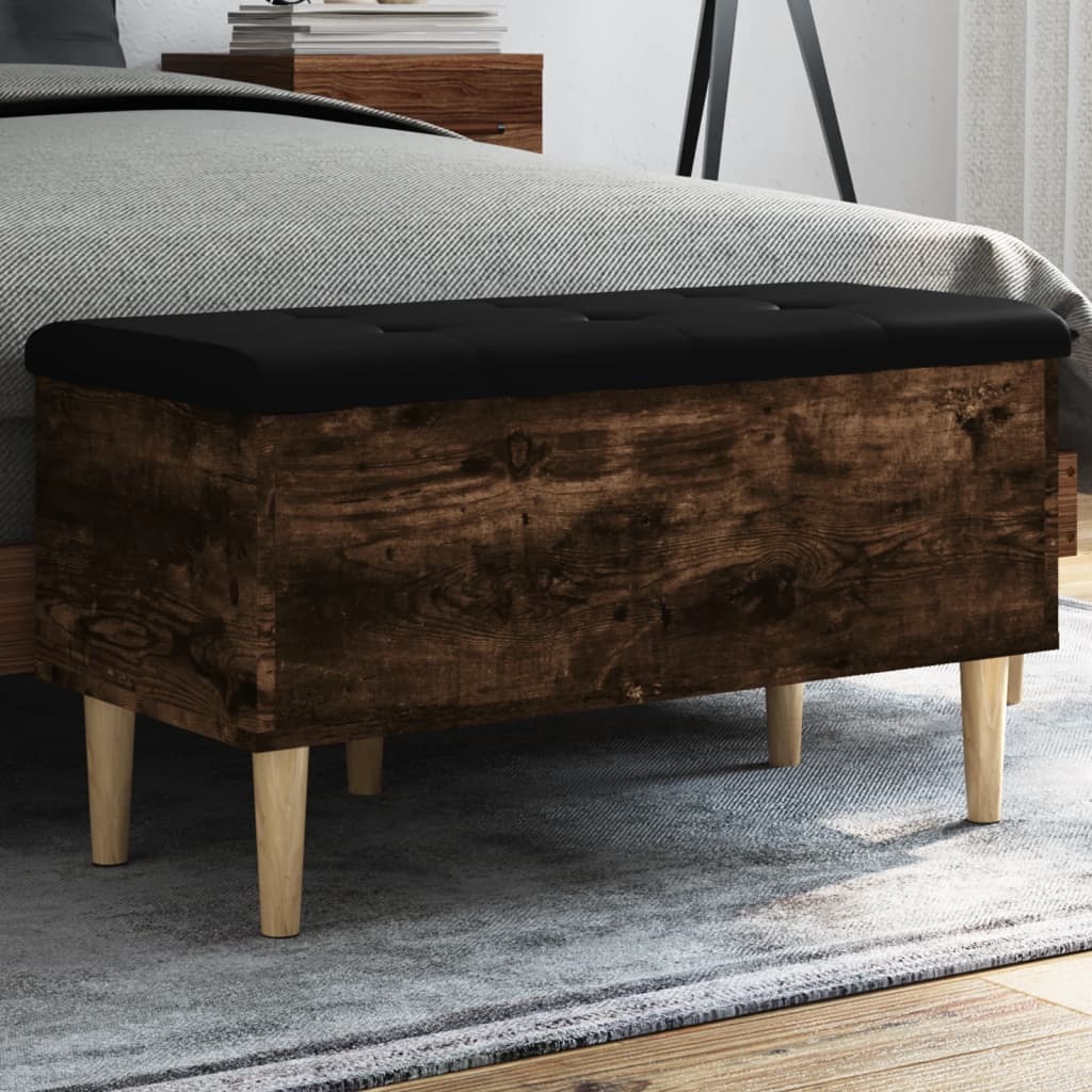 VidaXL Opbergbankje 82x42x46 cm bewerkt hout gerookt eikenkleurig