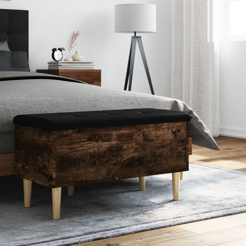 VidaXL Opbergbankje 82x42x46 cm bewerkt hout gerookt eikenkleurig