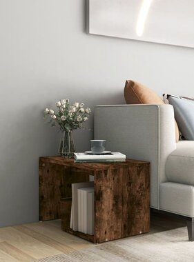 VidaXL Bijzettafel 59x36x38 cm bewerkt hout gerookt eikenkleurig