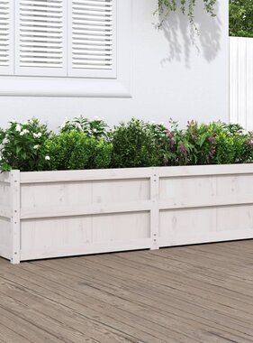 VidaXL Plantenbak 180x50x50 cm massief grenenhout wit