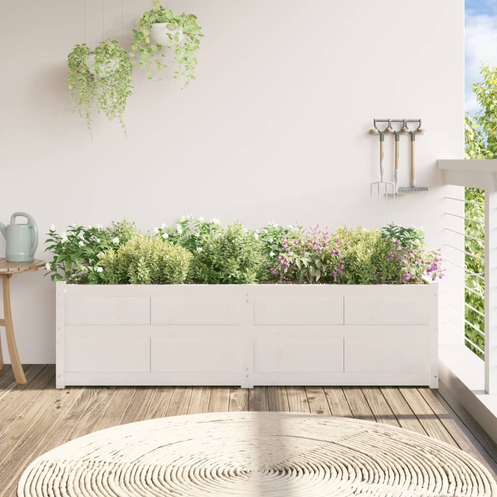 VidaXL Plantenbak 180x50x50 cm massief grenenhout wit
