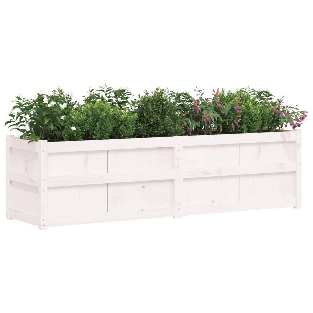 VidaXL Plantenbak 180x50x50 cm massief grenenhout wit