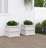 VidaXL Plantenbakken 2 st cm massief grenenhout wit